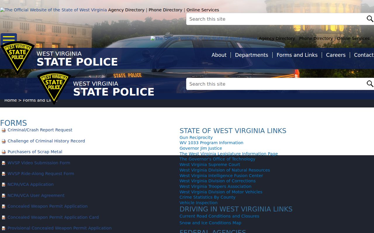 Upshur County criminal history WVSP record request forms