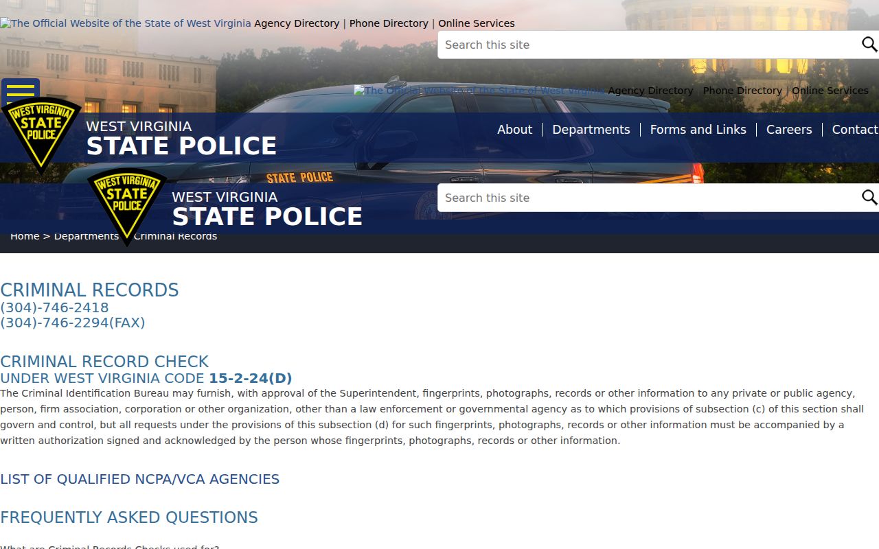 Upshur County criminal history WVSP official check information
